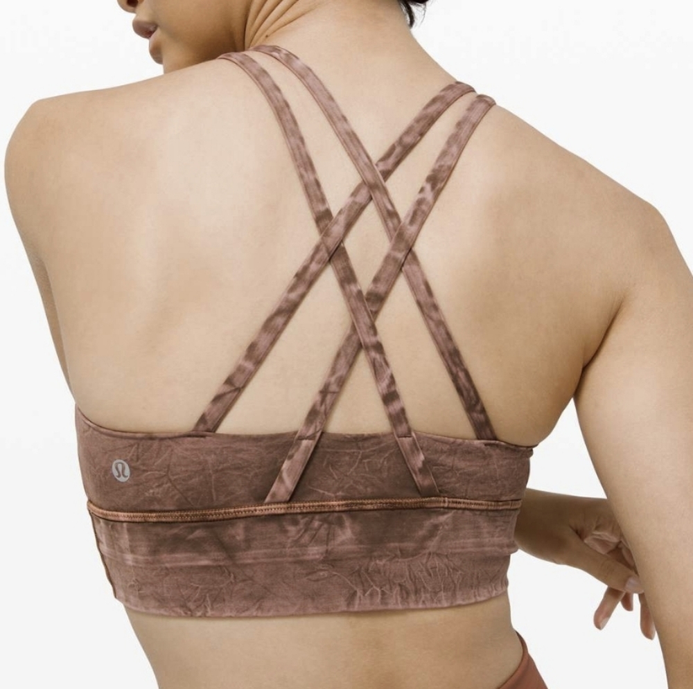 Lululemon Women's Size 4 Energy Bra Long Line Ice Dye Wash Brown Earth